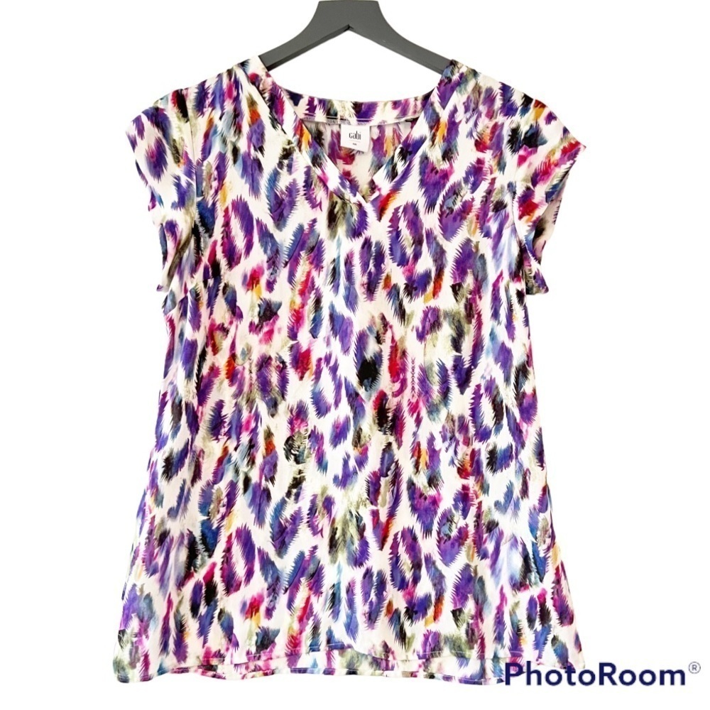 Cabi Plume Feather Print Blouse Size Small Style 5027